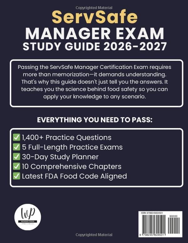 ServSafe Manager Exam Study Guide 2026-2027: 1400+ Practice Questions with Full-Length Tests and Detailed Explanations by Wonder Press