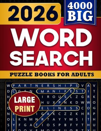 BIG 4000 Word Search Puzzle Book for Adults: Large Print, Anti-Eye Strain for Seniors, Relaxation and Mindful Challenges by Elowen Publisher