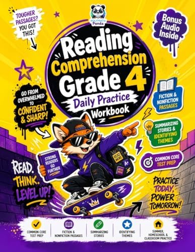 Reading Comprehension Grade 4 Daily Practice Workbook: Common Core 4th Grade Reader Test Prep Activity Resource | Nonfiction & Fiction Passages, ... Reading Comprehension Activity Workbooks) by Polymath Panda