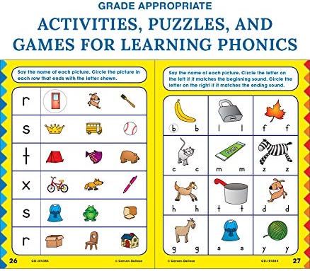 Carson Dellosa Phonics for First Grade Workbook, Consonants, Blends, Digraphs, Vowels, and Word Families Writing Practice, Language Arts Classroom or Homeschool Curriculum (Volume 11) by Carson Dellosa Education