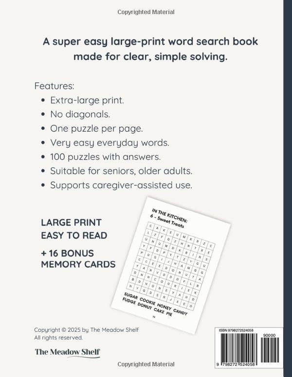 Super Easy Extra Large Print Word Search for Seniors: Vol. 1 – Everyday Words: Relaxing Puzzle Book for Seniors and Families | Fun Brain Games for Memory, Focus, and Calm (Large Print Books) by The Meadow Shelf