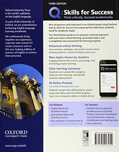 Q Skills for Success Reading and Writing, 4th Level 3rd Edition Student book and IQ Online Access by Varios Autores