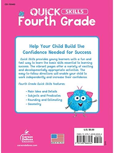 Carson Dellosa Quick Skills 4th Grade Workbook, Reading Comprehension, Language Arts, Math, and Writing Practice, Classroom or Homeschool Curriculum by Carson Dellosa Education