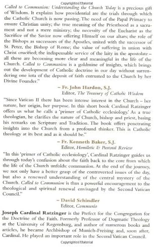 Called to Communion: Understanding the Church Today by Cardinal Joseph Ratzinger