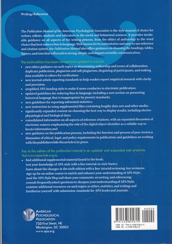 Publication Manual of the American Psychological Association, Sixth Edition by American Psychological Association