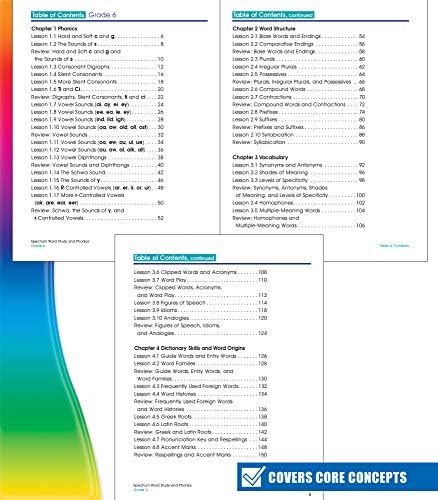 Spectrum 6th Grade Word Study and Phonics Workbook, Ages 11 to 12, Grade 6 Phonics and Word Study, Root Words, Analogies, Acronyms, Diagraphs, Vocabulary Builder, and Dictionary Skills - 168 Pages by Spectrum