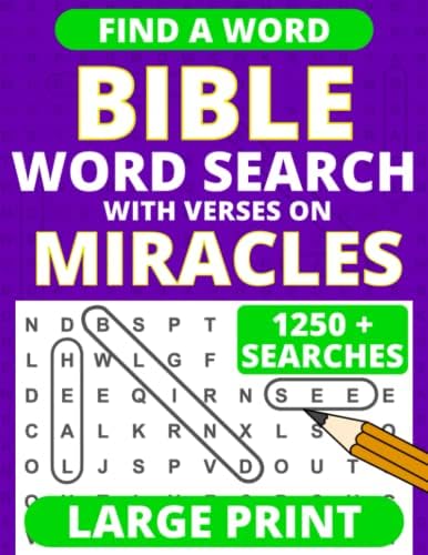 Large Print Bible Word Search – with Verses on Miracles by Matthew Mark