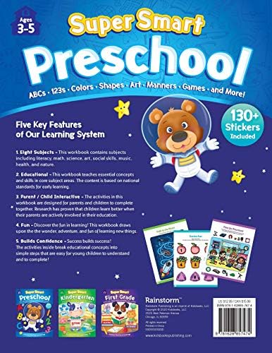 Super Smart Workbook: Preschool-Covers 8 essential subjects and makes learning fun! Includes 130+ stickers by Rainstorm Publishing
