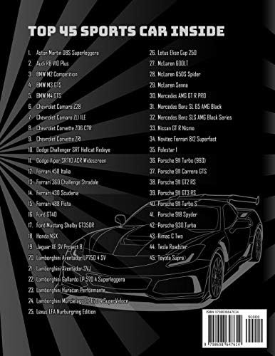 Sports Cars Coloring Book: A Collection of 45 Cool Supercars | Relaxation Coloring Pages for Kids, Adults, Boys, and Car Lovers by Lance Derrick