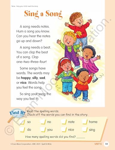 Evan-Moor Skill Sharpeners Spell and Write Workbook, Grade 1, Spelling Patterns, Test Prep, Word Families, Short Vowels, Grammar, Punctuation, Creative Writing, Vocabulary, Activities, Homeschool by Evan-Moor Educational Publishers