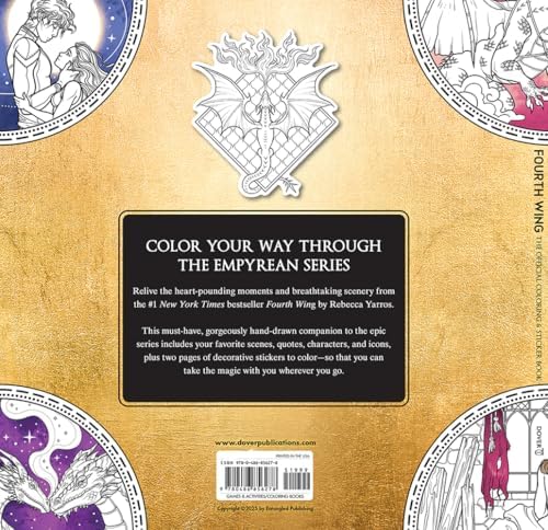 Fourth Wing: The Official Coloring & Sticker Book (Includes 2 Pages of Stickers to Color) (Dover Adult Coloring Books) by Entangled