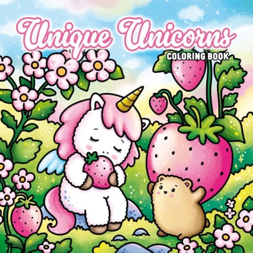 Unique Unicorns Coloring Book: Cute Unicorn Animals Coloring Book with 40 Magical Pages – Bears, Cats and Adorable Fantasy Creatures for Kids, Teens and Adults by anna emilia