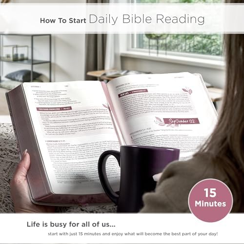 NLT Holy Bible Everyday Devotional Bible for Women New Living Translation, Vegan Leather, Pink Floral Printed, Flexible Daily Bible Reading Plan Options (NLT Womens Devo Editions) by Christian Art Publishers