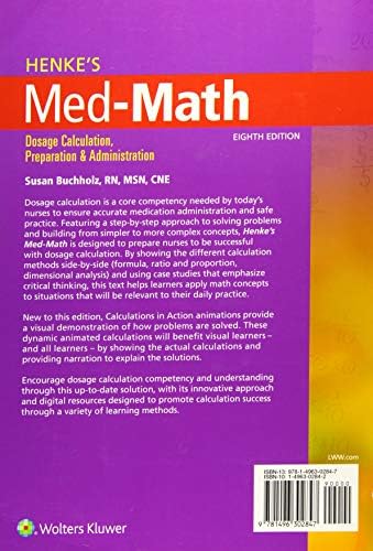Henke's Med-Math: Dosage Calculation, Preparation, and Administration by Susan Buchholz RN MSN CNE