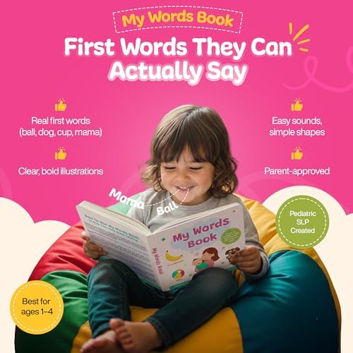 My Words Book: Easy First Words Toddlers Can Actually Say! Written by a Speech Therapist | Speech Development Board Book for Kids Ages 1-4. by Stephanie Anderson