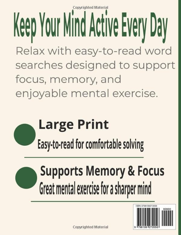 Sharp Mind Word Search For Seniors: 55 Easy Large Print Puzzles for Memory & Focus (Puzzle Books for Seniors) by FR Word Find