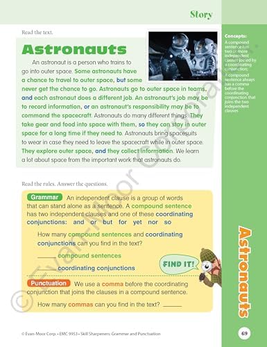 Evan-Moor Skill Sharpeners Grammar and Punctuation Workbook, Grade 3, Nouns, Verbs, Sentence Structure, Subject, Predicate, Language Handbook, Real-World Practice, Fun Activities, Homeschool, Practice by Evan-Moor Educational Publishers