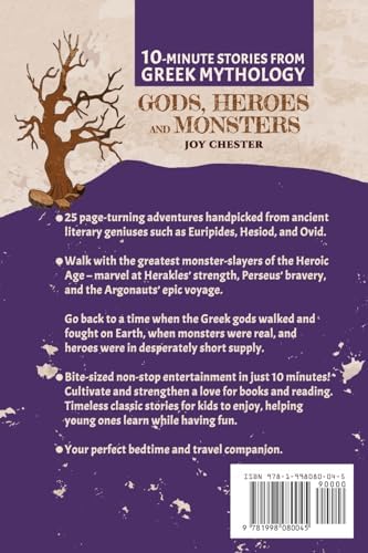 10-Minute Stories From Greek Mythology-Gods, Heroes, and Monsters: Legendary Tales of Herakles, Jason & the Argonauts, Theseus, Perseus, and many more by Joy Chester
