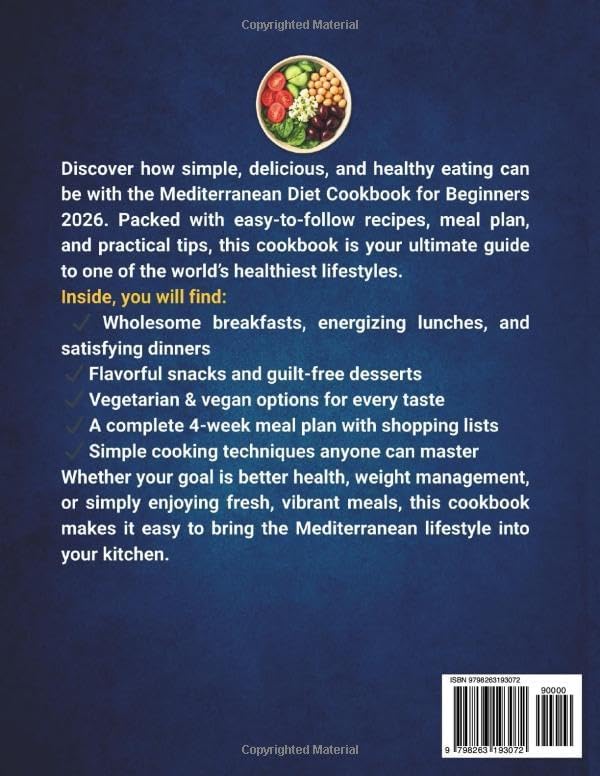 Mediterranean Diet Cookbook for Beginners 2026: Delicious Low Carb Recipes with Meal Plan by Jane Babb