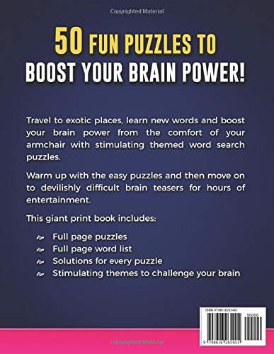 50 Extra Large Word Search Puzzles and Solutions: Easy To Read Super Sized Fun Themes Circle The Word Searches Book (Big Font Find a Word for Adults and Seniors) by Jordan Smart