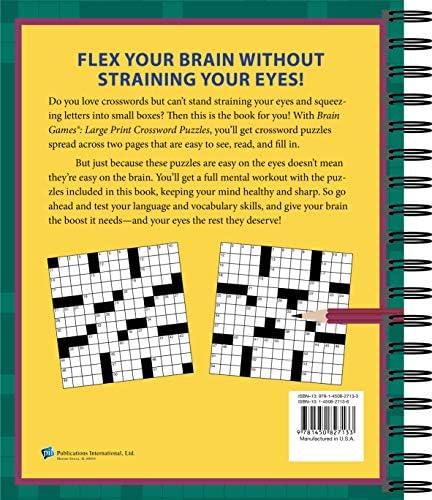 Brain Games - Crossword Puzzles - Large Print (Green) (Brain Games Large Print) by Publications International Ltd.