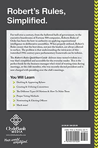Robert's Rules: QuickStart Guide - The Simplified Beginner's Guide to Robert's Rules of Order by ClydeBank Business