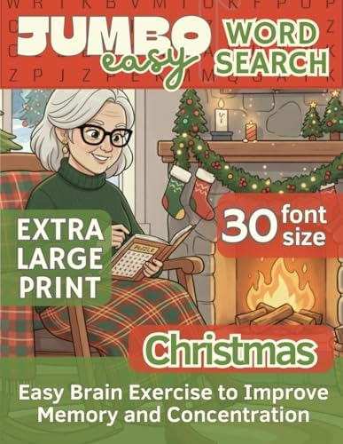 Jumbo Easy Word Search for Seniors: Christmas Edition: 50 Relaxing Large Print (30 size font) Holiday Puzzles with Extra Big Letters – Festive Brain Games & Perfect Stocking Stuffer Gift by Baba Jaga
