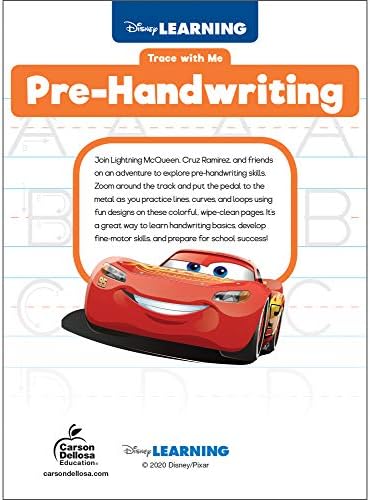 Disney Learning Cars 3 Trace With Me Pre-Handwriting Tracing Books for Kids Ages 3-5, Preschool Shapes and Letter Tracing Wipe Clean Workbook, Dry Erase Handwriting Practice Book for Kids, Pre K + by Disney Learning
