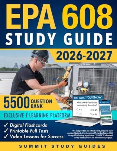 EPA 608 Study Guide: Get Ready to Legally Work on HVAC/R Systems with the 28-Day Field-Proven Retention Protocol. Leave Stress Behind and Build Confidence, Even If You Hate Tests or Have No Time. by Summit SG