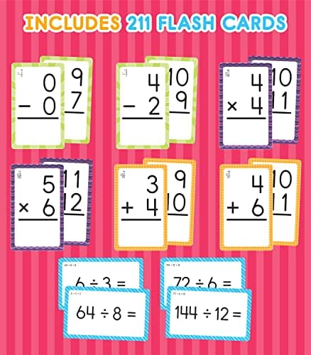 Carson Dellosa Addition, Subtraction, Division, and Multiplication Flash Cards, 4 Sets of Flashcards, Math Games for Kids 8-12, 3rd Grade Mathematics and Up by Brighter Child