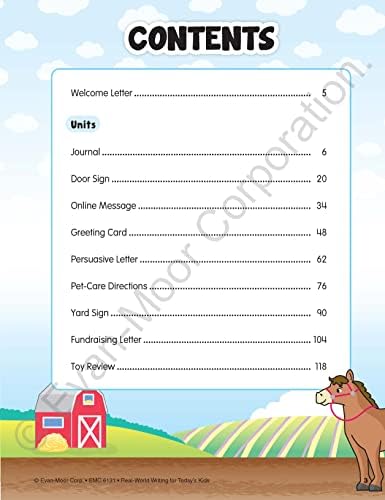 Evan-Moor Real-World Writing Activities for Today's Kids Workbook, Ages 6-7, Grades 1-2, Guided Instruction, Examples, Practice, Journal Entry, Online Messages, Greeting Cards, Persuasive Letters by Evan-Moor Educational Publishers