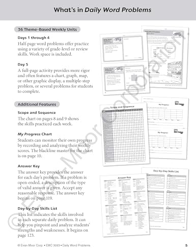 Evan-Moor Daily Word Problems, Grade 3, Homeschooling & Classroom Resource Workbook, Problem-Solving Real Life Math Skills, Reproducible Worksheet ... Fractions, Time (Daily Word Problems Math) by Evan-Moor Educational Publishers
