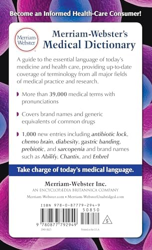 Merriam-Webster's Medical Dictionary, Newest Edition, Mass-Market Paperback by Merriam-Webster