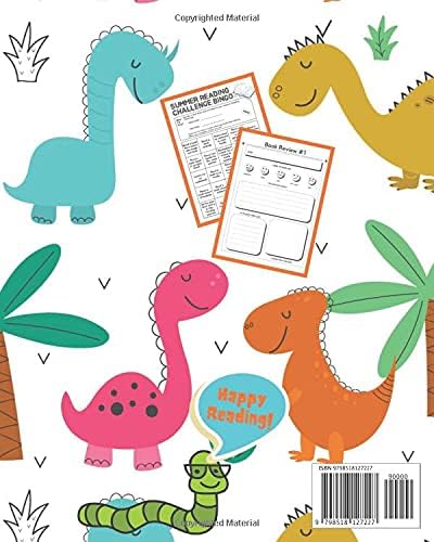 Summer Reading Challenge Journal for Kids Grades 1-4: Summer Learning Workbook to Help Prevent Summer Slide and Encourage Summer Reading for Grade 1, ... Readers and Writers Dinosaur reading by Creative Heart Press
