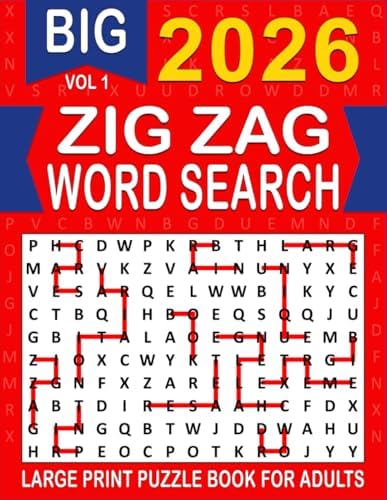 2026 Zig Zag Word Search Large Print: Over 100+ Zig Zag Puzzles Unique Word Search Variation & Challenging Activity Book for Adults and Seniors | Volume 1 | by MATZI MUZE