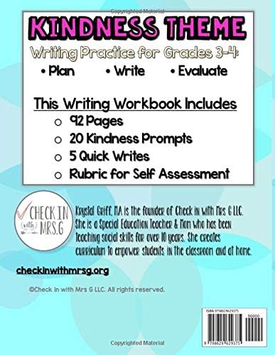 Writing Workbook Grades 3-4: kindness themed writing prompts by Krystal Griff