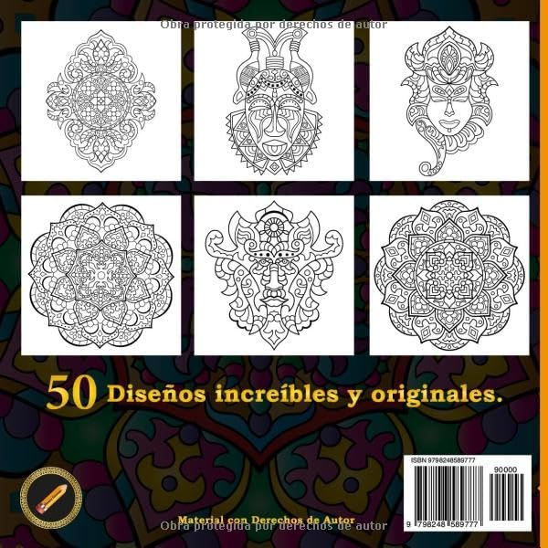 Libro para Colorear Relajante de Mandalas y Máscaras Tribales Étnicas: 50 Diseños Increíbles y Originales Dibujados a Mano, para la Creatividad, la Relajación y el Alivio del Estrés (Spanish Edition) by Henry Greene