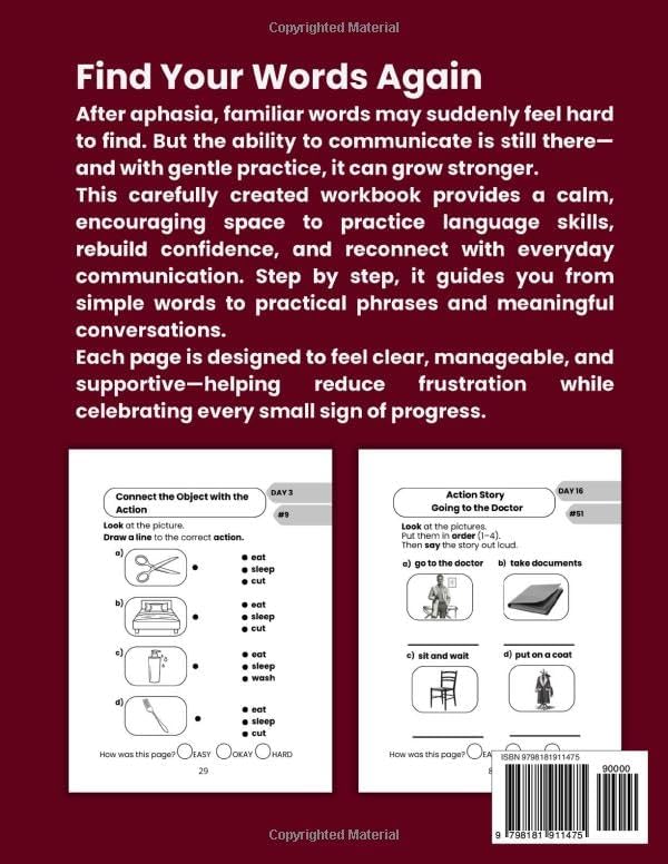 Aphasia Workbook for Adults: A 30-Day Large-Print Activity Book for Stroke Recovery Support, Speech Practice, and Everyday Communication Skills by Violet Farley