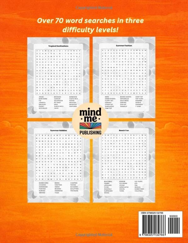 Summer Word Search Large Print Puzzle Book for Adults: Calming and Stress-Relief Word Find Puzzles for Seniors and Teens by Mind Me Publishing