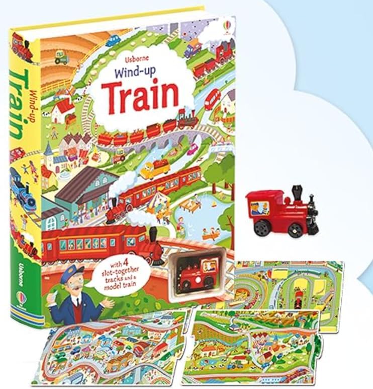 Wind-up Train: A Toy and Book Combo with a Steam Train Adventure Through Cities, Mountains, and Rivers, and a Visit to a Train Museum by Fiona Watt