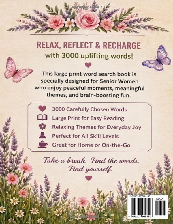 Word Search for Senior Women: A Calming Large Print Puzzle Book for Relaxation, Brain Health, and Daily Happiness by Jeremy Thompson