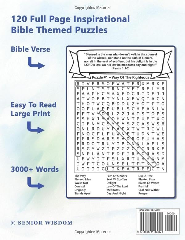 Bible Word Search For Seniors Psalms Proverbs Ecclesiastes Large Print: 120 Biblical Word Find Puzzles - Big Bold Letters - Wisdom Texts by Senior Wisdom