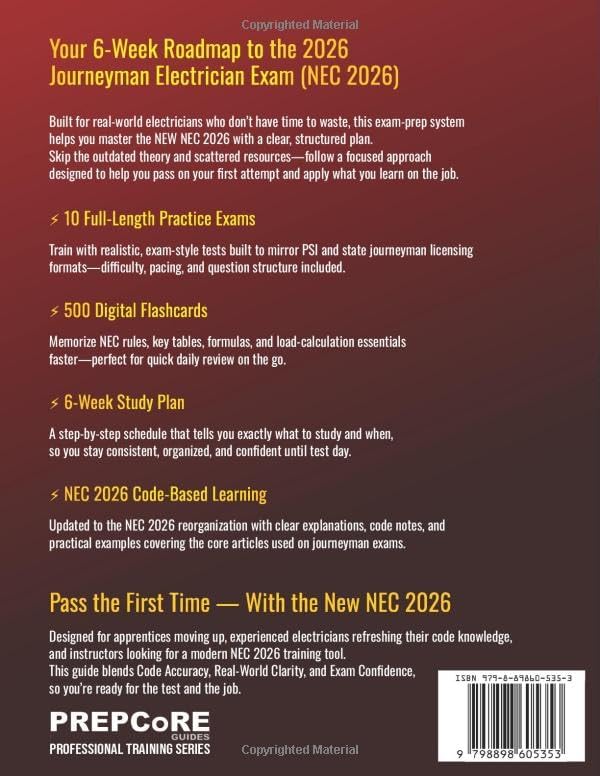 Journeyman Electrician Exam Prep - New NEC 2026 Edition: Your Complete Study System to Pass the Test with Confidence — Includes Practice Tests, Load Calculations, Code Review, and Real-World Examples by Daniel Harper