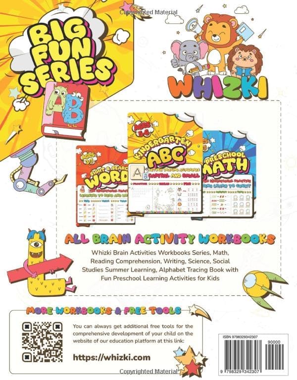 Whizki Summer Activities Kindergarten to 1st Grade Workbooks, Math, Reading Comprehension, Brain Quests, Writing, Science, Social Studies Summer ... Workbooks – Kindergarten & 1st Grade) by Whizki Learning