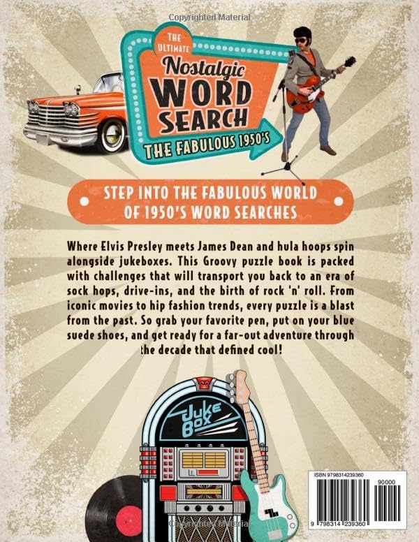 The Ultimate Nostalgic Word Search Large Print: The Fabulous 1950's Puzzle Book Wordfind for Adults, Seniors and Teens - Fun and Relaxing Way to Keep Your Mind Sharp by Jesse Cusick