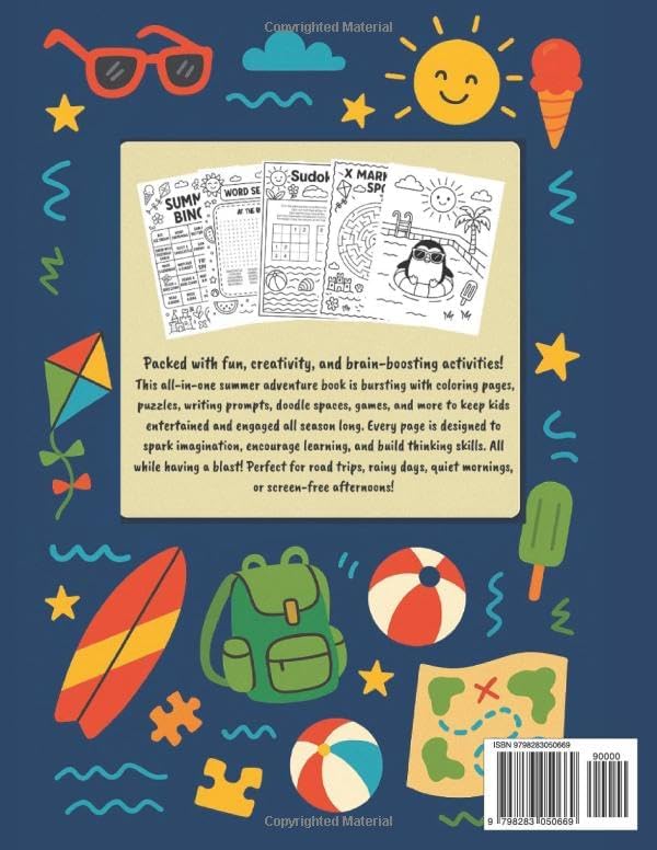 SUMMER ADVENTURE JOURNAL: Games, Puzzles, and Fun!: Summer Fun Activity Book for Kids Ages 6–10: Word Searches, Coloring Pages, Writing Prompts, ... and Screen-Free Fun (Activity Books for Kids) by Rachel Dawson
