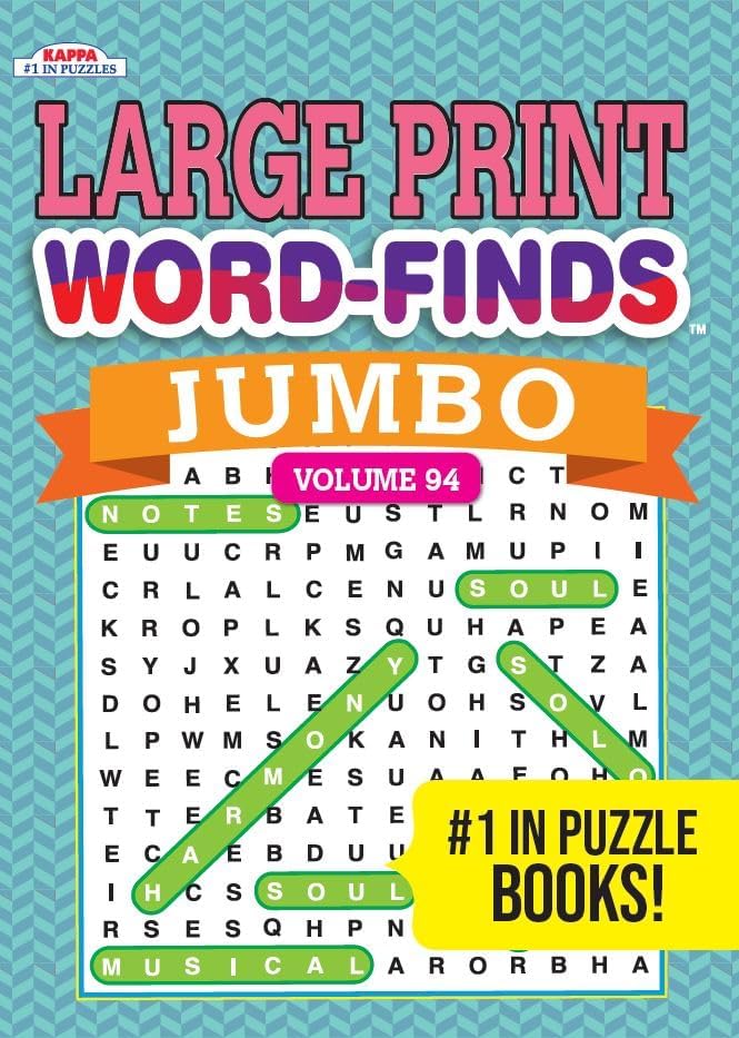 Jumbo Large Print Word-Finds Word Search Puzzle Book by Kappa Books Publishers