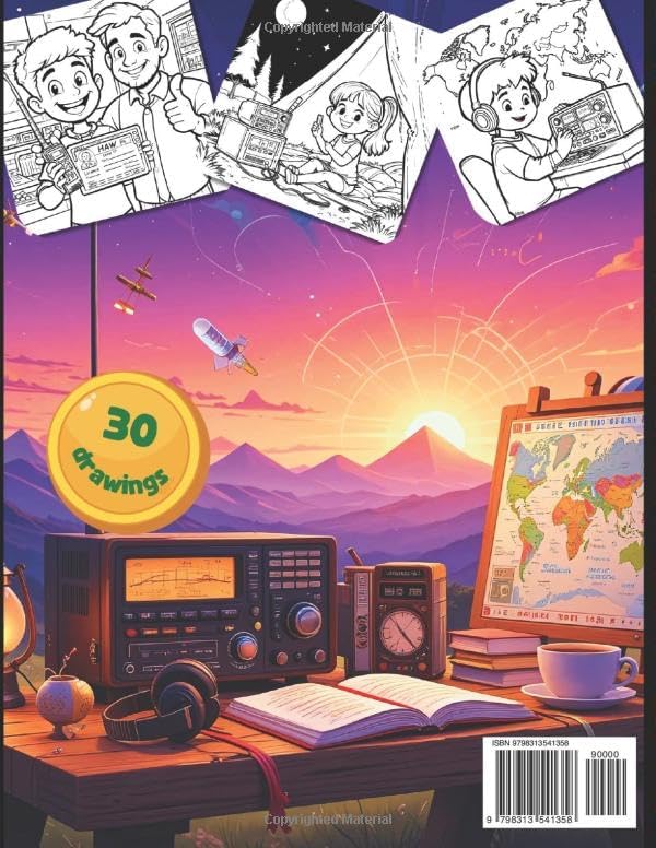 HAM RADIO. Coloring book for kids: 30 Educational, Creative and Fun Illustrations for children Ages 3-8 by Arts4kids Editorial