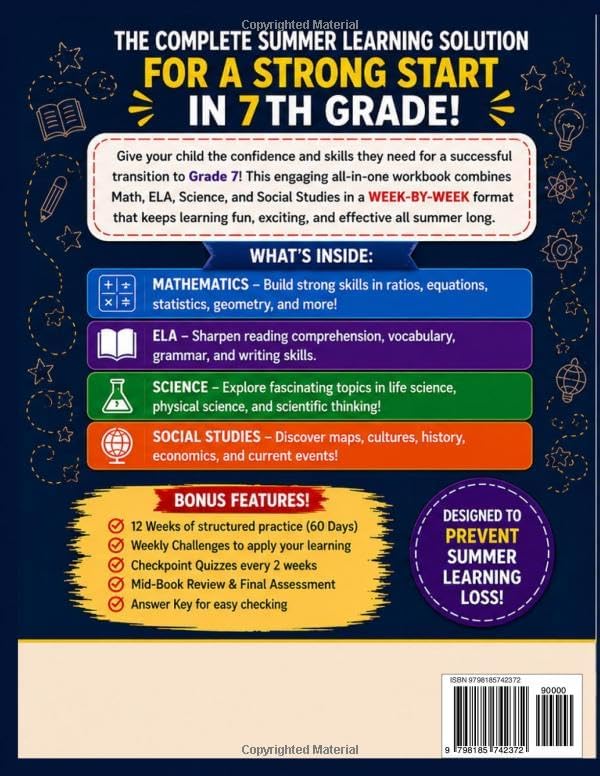 Summer All Subjects Workbook Grade 6 to Grade 7: Complete Summer Learning Workbook with Math, ELA, Science & Social Studies (CoreReady Workbooks) by Amelia C. Rowan
