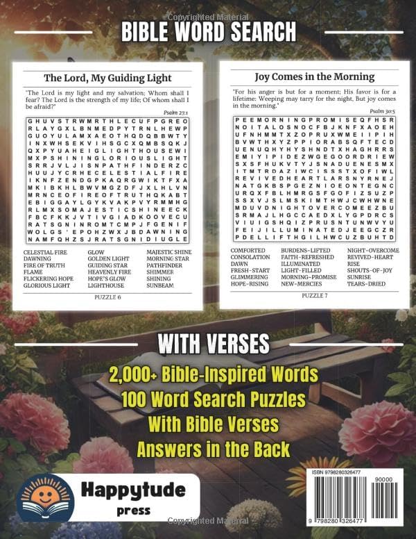Inspirational Bible Word Search for Seniors and Adults: Large Print Christian Puzzle Book | 100 Easy-to-Read Stress Relief Word Find Puzzles with Biblical Verses from Scripture for Women and Men by Happytude Press